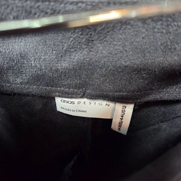 ASOS DESIGN Faux Leather Paneled Pants Black – Size 12 Zip High Waist - Picture 4 of 6